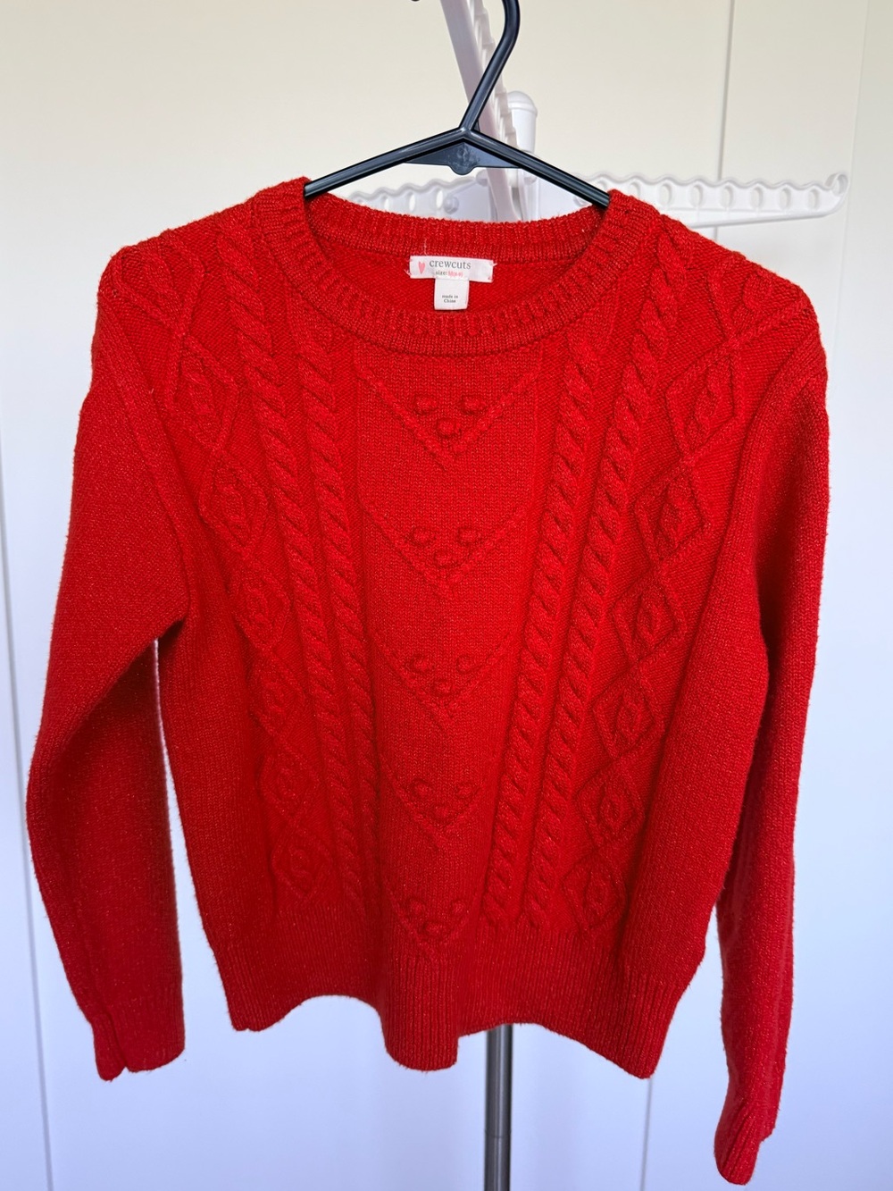 Crewcuts Red Cable-Knit Crewneck Sweater